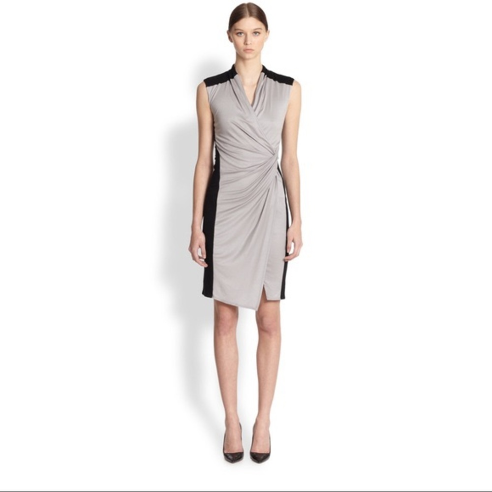 Helmut Lang grey and black Ion jersey wrap dress
